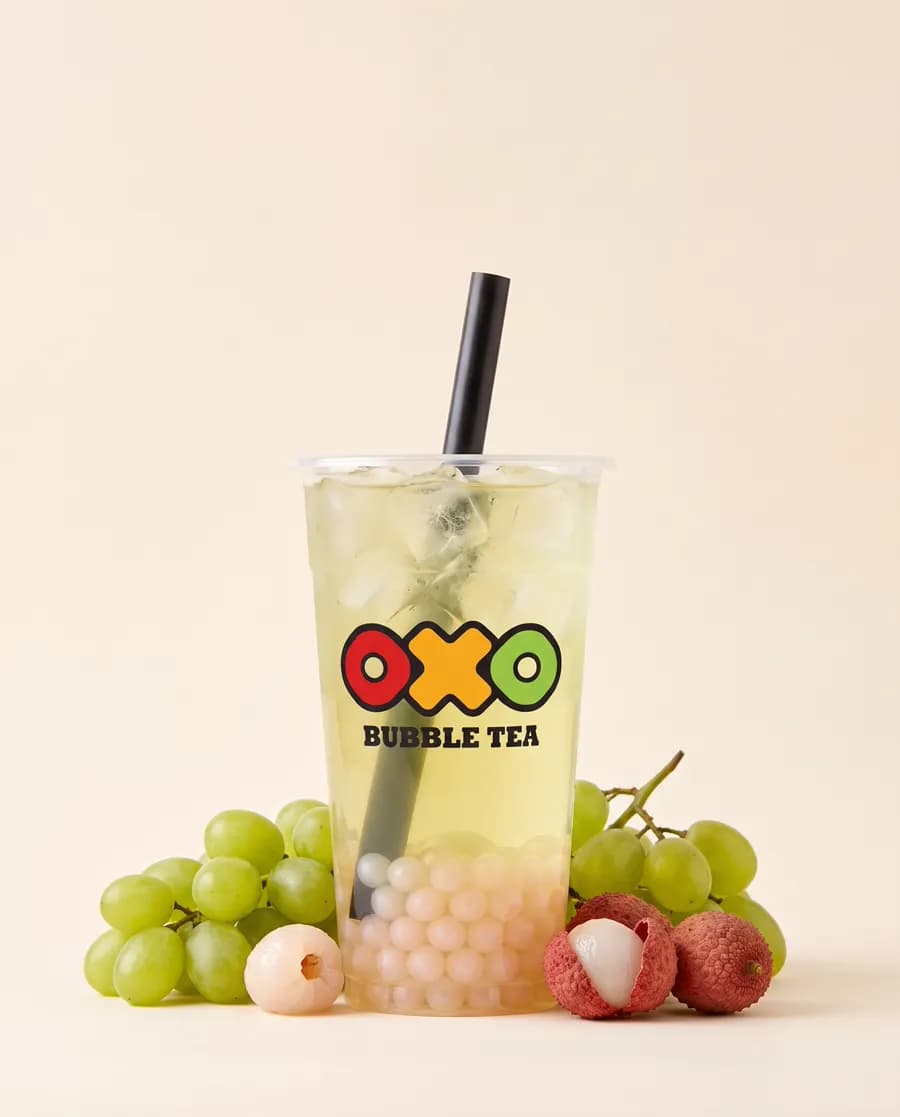 Drink OXO s čajem hrozno a liči a s kuličkami
